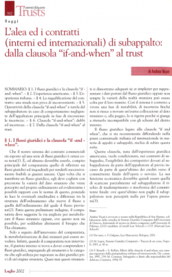 L'ALEA ED I CONTRATTI (INTERNI ED INTERNAZIONALI)DI SUBAPPALTO: DALLA CLAUSOLA