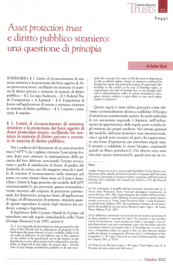 ASSET PROTECTION TRUST E DIRITTO PUBBLICO STRANIERO: UNA QUESTIONE DI PRINCIPIA